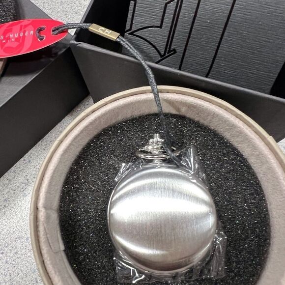 New Charles Hubert Chrome-finish White Skeleton Dial Pocket Watch - Picture 8 of 9